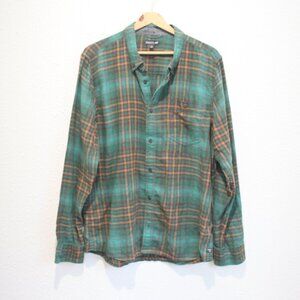 Toad & Co green plaid flannel button down cotton shirt camping hiking mens XL